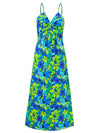 Front view of the Twisted Printed V-Neck Cami Dress with bold floral print and twisted neckline.