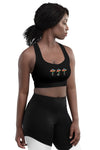 Side view of Zen Frog Black Racerback Longline Sports Bra. Racerback style offers excellent freedom of movement, while the longline cut provides extra support for a secure fit during intense workouts or casual wear.